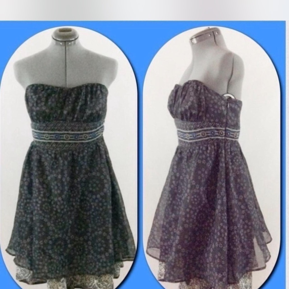 VINTAGE Free People Black and White Floral Dress